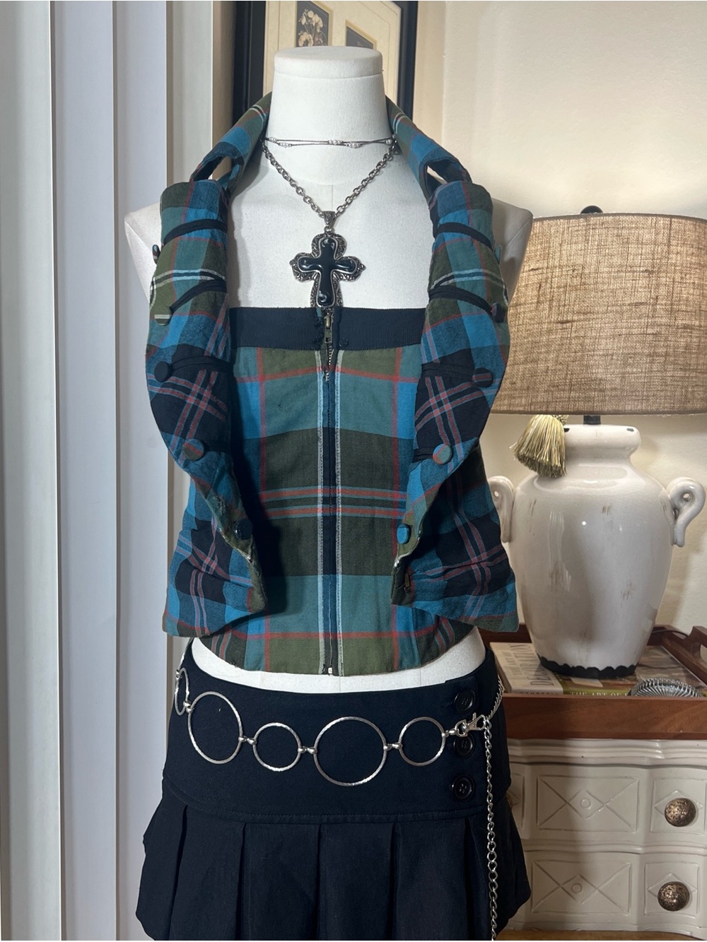 Vintage L.A.M.B. Plaid Corset Vest